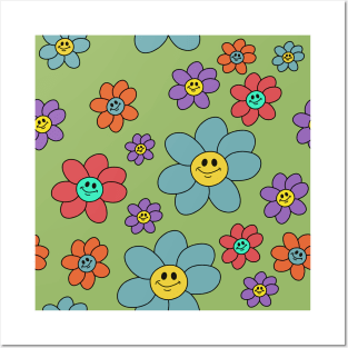 happy pop art flowers Posters and Art